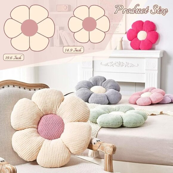 14.9" Flower Pillow Decor Cute Flower Shaped Floor Pillow Aesthetic Flower - Picture 2 of 6